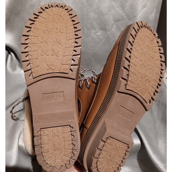 Womens Winter Rain Boots Sz 10 London Fog Swanley Brown & Plaid Lace Up - Picture 5 of 5